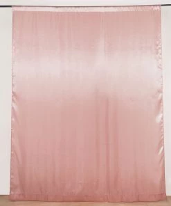 HIER_3110 8ftx10ft Dusty Rose Satin Curtain Panel Backdrop Drapes, Photo Booth Backdrop With Rod Pocket Backdrop Panels