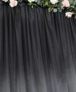 HIER_3110 8ftx10ft Black Satin Curtain Panel Backdrop Drapes, Photo Booth Backdrop With Rod Pocket Backdrop Panels