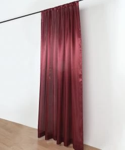 HIER_3110 8ftx10ft Burgundy Satin Curtain Panel Backdrop Drapes, Photo Booth Backdrop With Rod Pocket