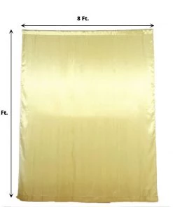 HIER_3110 8ftx10ft Champagne Satin Curtain Panel Backdrop Drapes, Photo Booth Backdrop With Rod Pocket Backdrop Panels