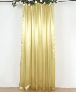 HIER_3110 8ftx10ft Champagne Satin Curtain Panel Backdrop Drapes, Photo Booth Backdrop With Rod Pocket Backdrop Panels