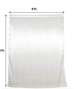 HIER_3110 Backdrop Panels 8ftx10ft Ivory Satin Curtain Panel Backdrop Drapes, Photo Booth Backdrop With Rod Pocket