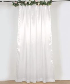 HIER_3110 Backdrop Panels 8ftx10ft Ivory Satin Curtain Panel Backdrop Drapes, Photo Booth Backdrop With Rod Pocket