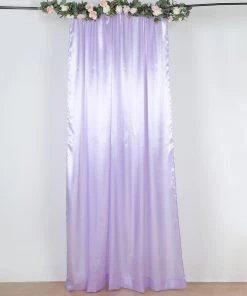 HIER_3110 8ftx10ft Lavender Satin Curtain Panel Backdrop Drapes, Photo Booth Backdrop With Rod Pocket Backdrop Panels
