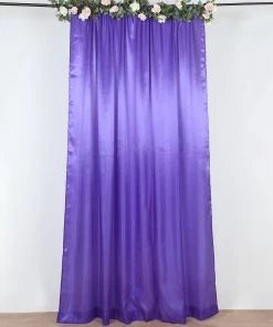 HIER_3110 8ftx10ft Purple Satin Curtain Panel Backdrop Drapes, Photo Booth Backdrop With Rod Pocket Backdrop Panels