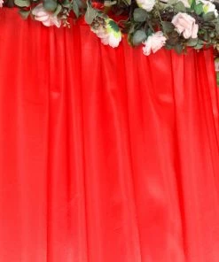 HIER_3110 Backdrop Panels 8ftx10ft Red Satin Curtain Panel Backdrop Drapes, Photo Booth Backdrop With Rod Pocket
