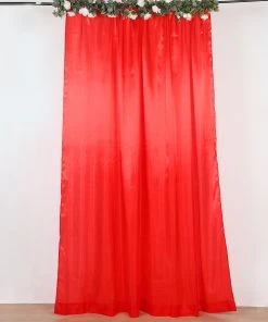 HIER_3110 Backdrop Panels 8ftx10ft Red Satin Curtain Panel Backdrop Drapes, Photo Booth Backdrop With Rod Pocket