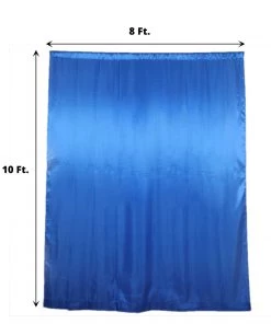 HIER_3110 Backdrop Panels 8ftx10ft Royal Blue Satin Curtain Panel Backdrop Drapes, Photo Booth Backdrop With Rod Pocket