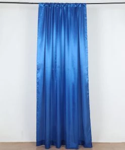 HIER_3110 Backdrop Panels 8ftx10ft Royal Blue Satin Curtain Panel Backdrop Drapes, Photo Booth Backdrop With Rod Pocket
