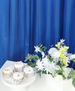 HIER_3110 Backdrop Panels 8ftx10ft Royal Blue Satin Curtain Panel Backdrop Drapes, Photo Booth Backdrop With Rod Pocket