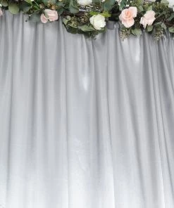 HIER_3110 8ftx10ft Silver Satin Curtain Panel Backdrop Drapes, Photo Booth Backdrop With Rod Pocket