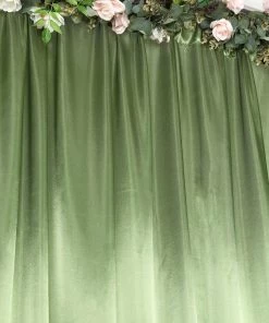 HIER_3110 8ftx10ft Olive Green Satin Curtain Panel Backdrop Drapes, Photo Booth Backdrop With Rod Pocket Backdrop Panels