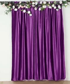 HIER_3110 Backdrop Panels 8ft Purple Premium Velvet Backdrop Stand Curtain Panel, Privacy Drape