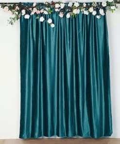 HIER_3110 8ft Peacock Teal Premium Velvet Backdrop Stand Curtain Panel Drape Big Event Backdrops & Décor