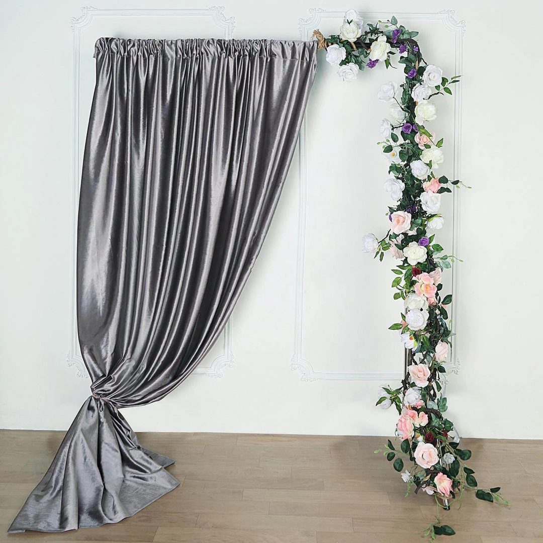 HIER_3110 Big Event Backdrops & Décor 8ft Charcoal Gray Premium Velvet Backdrop Stand Curtain Panel, Drape 2 HIER_3110 Big Event Backdrops & Décor 8ft Charcoal Gray Premium Velvet Backdrop Stand Curtain Panel, Drape