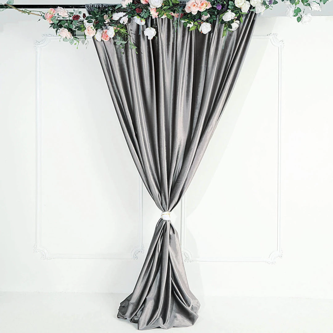 HIER_3110 Big Event Backdrops & Décor 8ft Charcoal Gray Premium Velvet Backdrop Stand Curtain Panel, Drape 7 HIER_3110 Big Event Backdrops & Décor 8ft Charcoal Gray Premium Velvet Backdrop Stand Curtain Panel, Drape