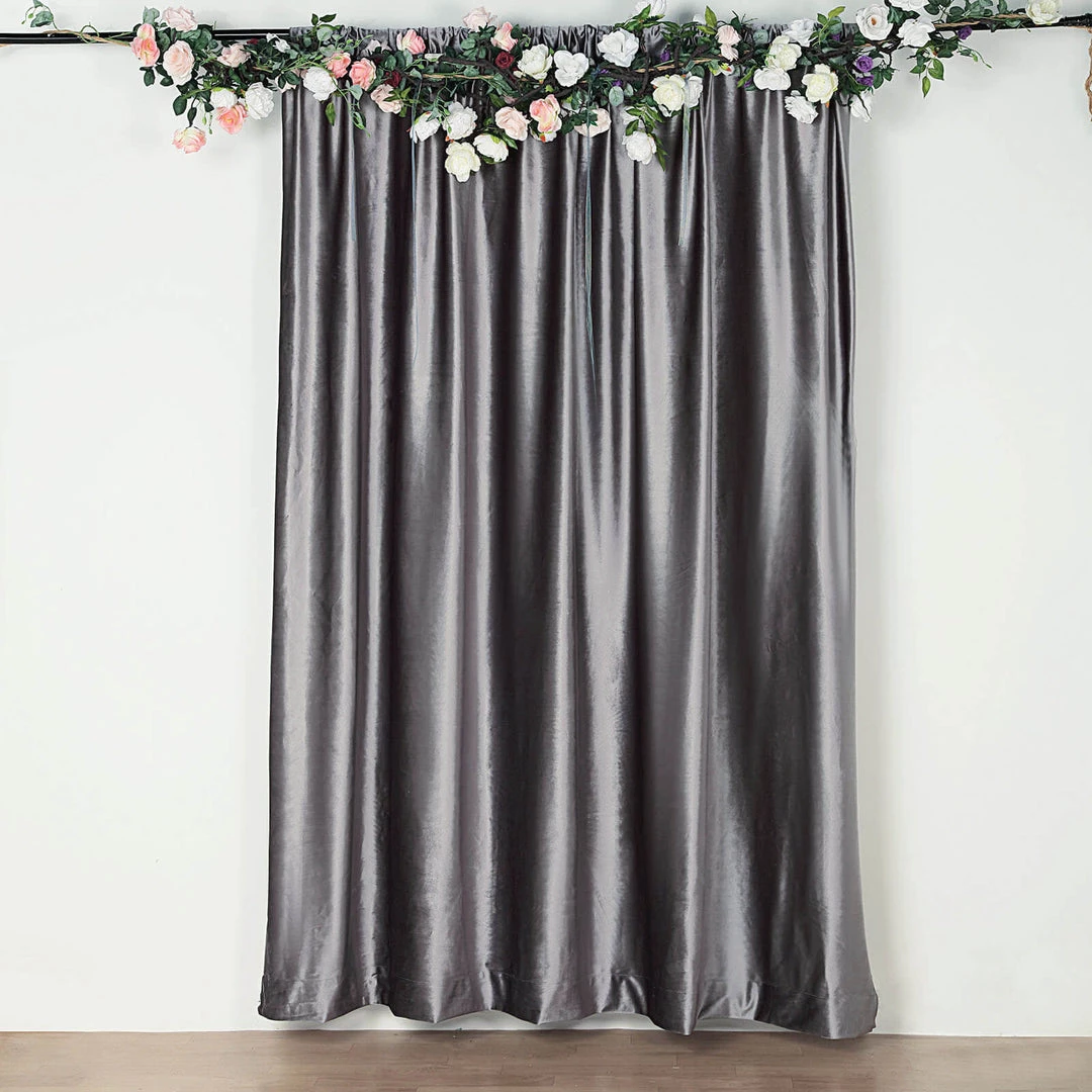 HIER_3110 Big Event Backdrops & Décor 8ft Charcoal Gray Premium Velvet Backdrop Stand Curtain Panel, Drape 11 HIER_3110 Big Event Backdrops & Décor 8ft Charcoal Gray Premium Velvet Backdrop Stand Curtain Panel, Drape
