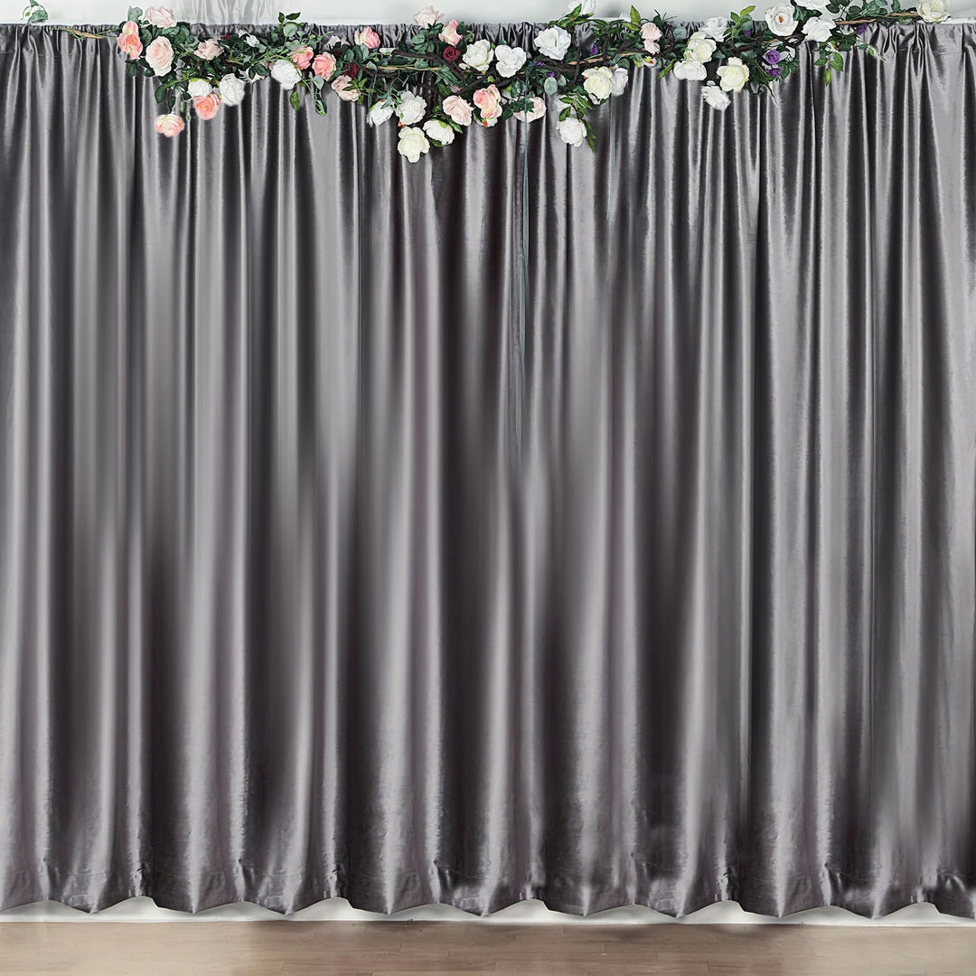 HIER_3110 Big Event Backdrops & Décor 8ft Charcoal Gray Premium Velvet Backdrop Stand Curtain Panel, Drape 6 HIER_3110 Big Event Backdrops & Décor 8ft Charcoal Gray Premium Velvet Backdrop Stand Curtain Panel, Drape