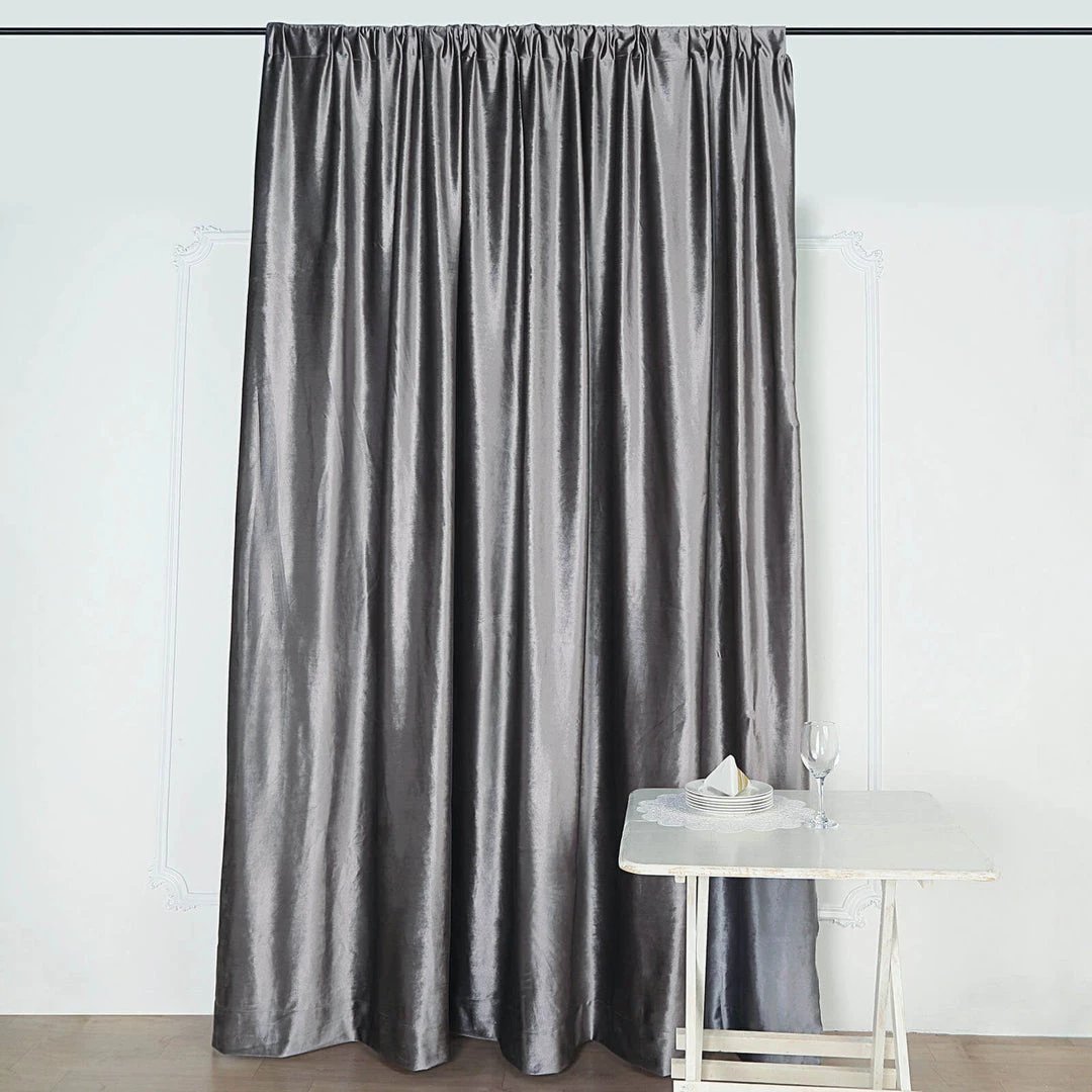 HIER_3110 Big Event Backdrops & Décor 8ft Charcoal Gray Premium Velvet Backdrop Stand Curtain Panel, Drape 1 HIER_3110 Big Event Backdrops & Décor 8ft Charcoal Gray Premium Velvet Backdrop Stand Curtain Panel, Drape