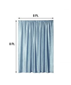 HIER_3110 8ft Dusty Blue Premium Velvet Backdrop Stand Curtain Panel, Drape