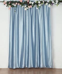 HIER_3110 8ft Dusty Blue Premium Velvet Backdrop Stand Curtain Panel, Drape