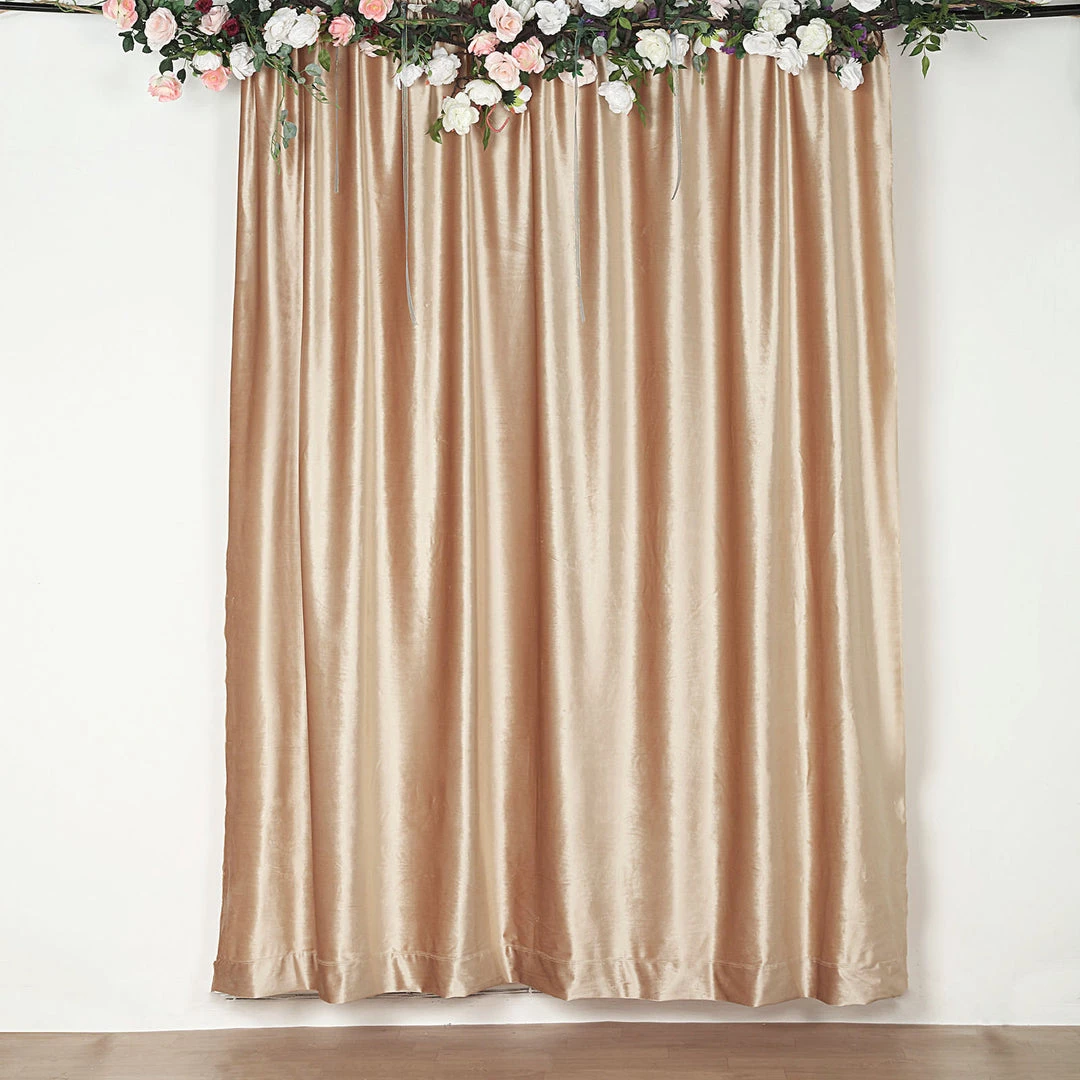 HIER_3110 Big Event Backdrops & Décor 8ft Champagne Premium Velvet Backdrop Stand Curtain Panel, Drape 7 HIER_3110 Big Event Backdrops & Décor 8ft Champagne Premium Velvet Backdrop Stand Curtain Panel, Drape