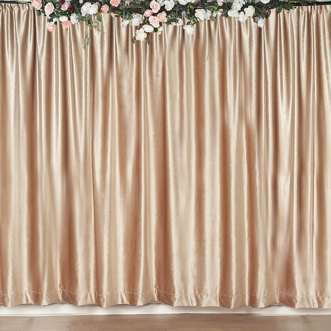 HIER_3110 Big Event Backdrops & Décor 8ft Champagne Premium Velvet Backdrop Stand Curtain Panel, Drape 6 HIER_3110 Big Event Backdrops & Décor 8ft Champagne Premium Velvet Backdrop Stand Curtain Panel, Drape
