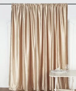 HIER_3110 Big Event Backdrops & Décor 8ft Champagne Premium Velvet Backdrop Stand Curtain Panel, Drape