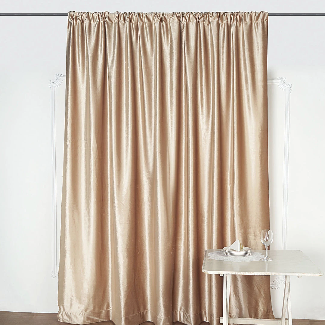 HIER_3110 Big Event Backdrops & Décor 8ft Champagne Premium Velvet Backdrop Stand Curtain Panel, Drape 1 HIER_3110 Big Event Backdrops & Décor 8ft Champagne Premium Velvet Backdrop Stand Curtain Panel, Drape