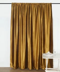 HIER_3110 8ft Gold Premium Velvet Backdrop Stand Curtain Panel, Privacy Drape