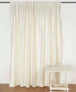 HIER_3110 8ft Ivory Premium Velvet Backdrop Stand Curtain Panel, Privacy Drape