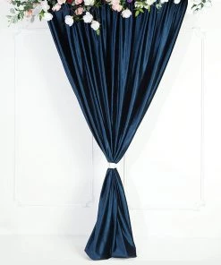 HIER_3110 8ft Navy Blue Premium Velvet Backdrop Stand Curtain Panel, Drape