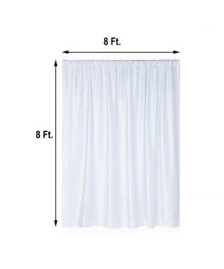 HIER_3110 8ft White Premium Velvet Backdrop Stand Curtain Panel, Privacy Drape