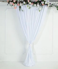 HIER_3110 8ft White Premium Velvet Backdrop Stand Curtain Panel, Privacy Drape