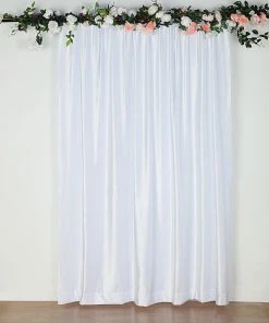 HIER_3110 8ft White Premium Velvet Backdrop Stand Curtain Panel, Privacy Drape
