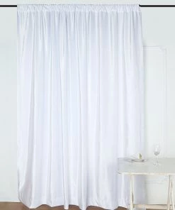 HIER_3110 8ft White Premium Velvet Backdrop Stand Curtain Panel, Privacy Drape
