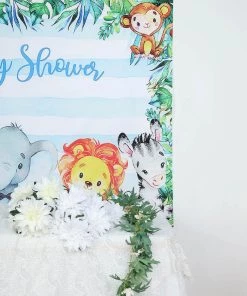 HIER_3110 5ftx7ft Safari Jungle Animal "Baby Shower" Print Vinyl Photo Backdrop