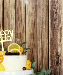 HIER_3110 Vinyl Photography Backdrops 7ftx5ft Rustic Wood & Fairy Lights Prints Vinyl Photography Backdrop