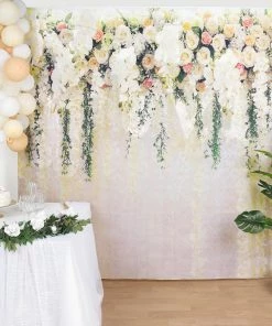 HIER_3110 8ftx8ft White Rose & Flowers Floral Print Vinyl Photography Backdrop