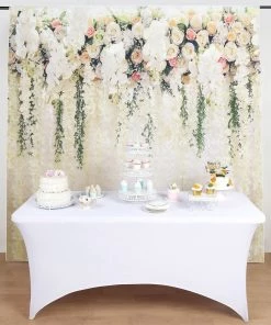 HIER_3110 8ftx8ft White Rose & Flowers Floral Print Vinyl Photography Backdrop