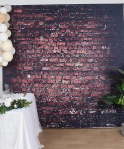 HIER_3110 8ftx8ft Dark Red Vintage Brick Wall Vinyl Photography Booth Backdrop