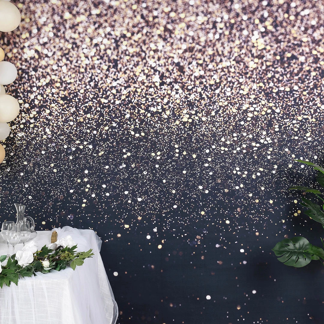 HIER_3110 Vinyl Photography Backdrops 8ftx8ft Black/Gold Glitter Print Vinyl Photography Booth Backdrop 6 HIER_3110 Vinyl Photography Backdrops 8ftx8ft Black/Gold Glitter Print Vinyl Photography Booth Backdrop