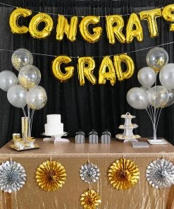 HIER_3211 Big Event Backdrops & Décor 16" Shiny Metallic Gold Mylar Foil Alphabet Letter & Number Balloons