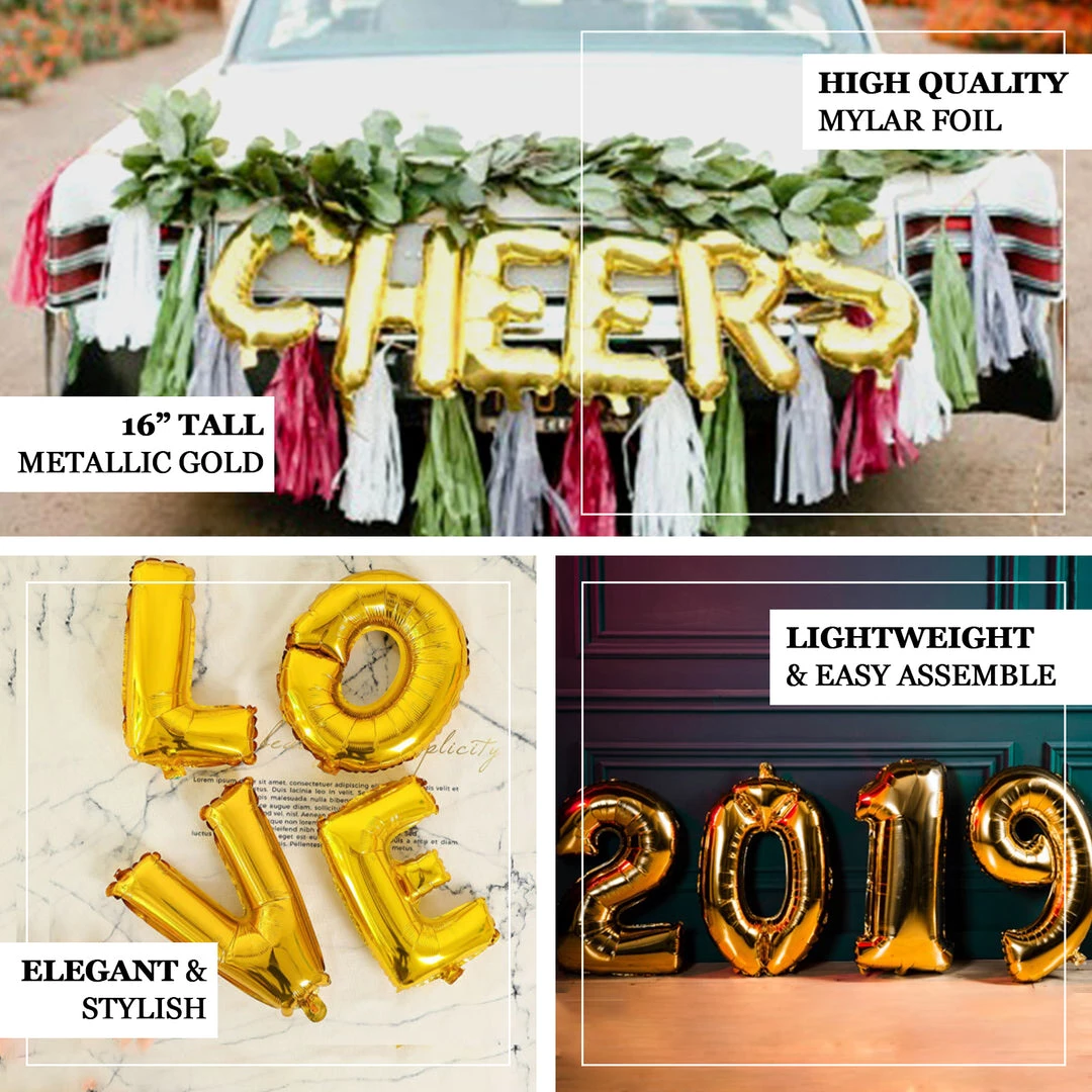 HIER_3211 Chargers & Centerpieces 16" Shiny Metallic Gold Mylar Foil Alphabet Letter Balloons - V 4 HIER_3211 Chargers & Centerpieces 16" Shiny Metallic Gold Mylar Foil Alphabet Letter Balloons - V