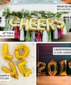 HIER_3211 16" Shiny Metallic Gold Mylar Foil Alphabet Letter Balloons - E 10 HIER_3211 16