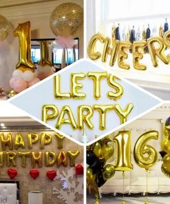 HIER_3211 16" Shiny Metallic Gold Mylar Foil Alphabet Letter Balloons - E 11 HIER_3211 16