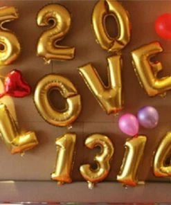 HIER_3200 16" Matte Gold Mylar Foil Number Balloons - Clearance SALE Party Balloons & Accessories