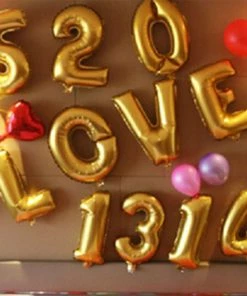 HIER_3212 Party Balloons & Accessories 16" Shiny Metallic Gold Mylar Foil 0-9 Number Balloons - 9