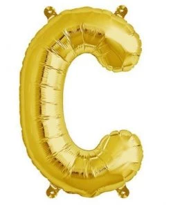 HIER_3211 16" Shiny Metallic Gold Mylar Foil Alphabet Letter Balloons - C