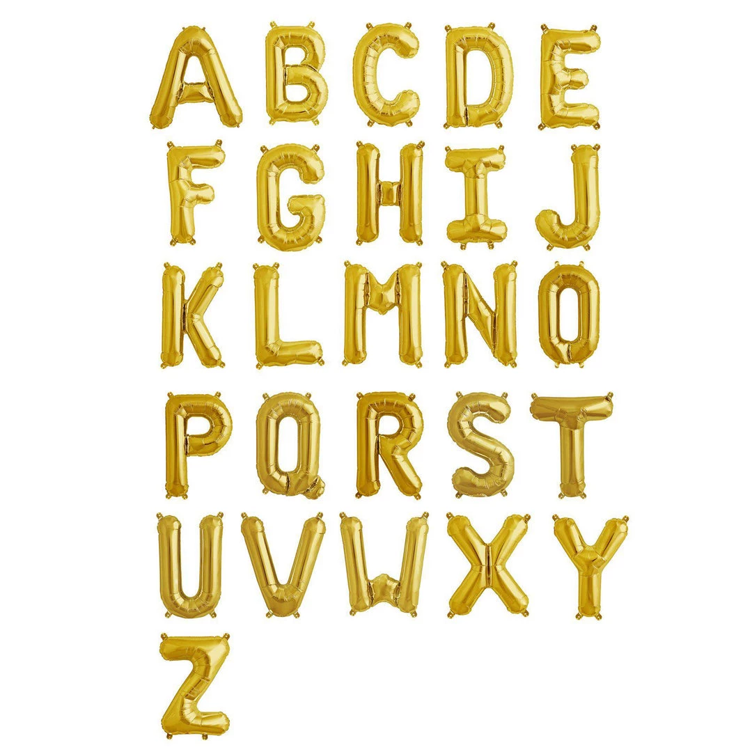 HIER_3211 16" Shiny Metallic Gold Mylar Foil Alphabet Letter Balloons - E 3 HIER_3211 16" Shiny Metallic Gold Mylar Foil Alphabet Letter Balloons - E